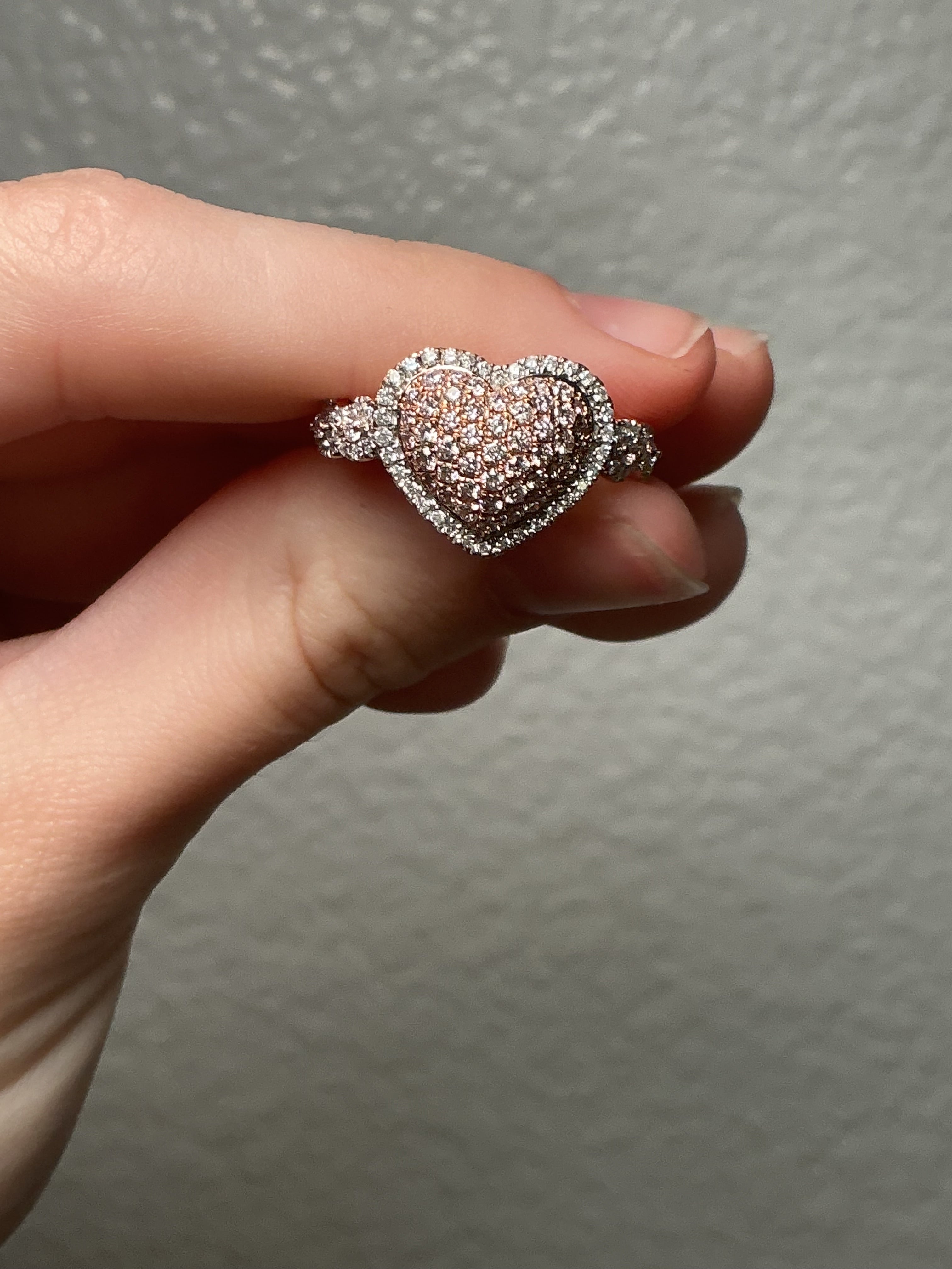 14K Rose Gold Heart Diamond Ring