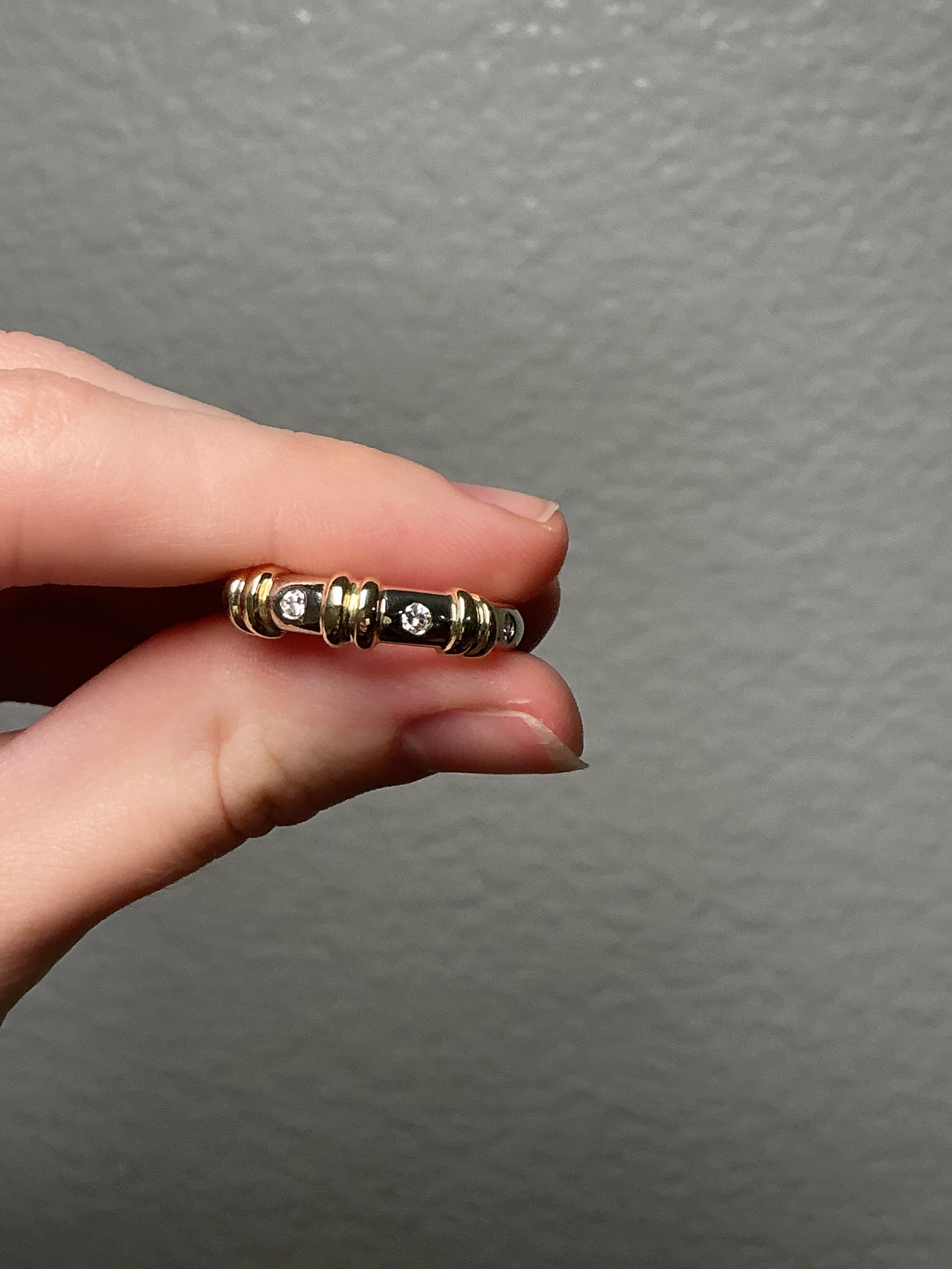 14K Two-Tone Diamond Stacker Ring