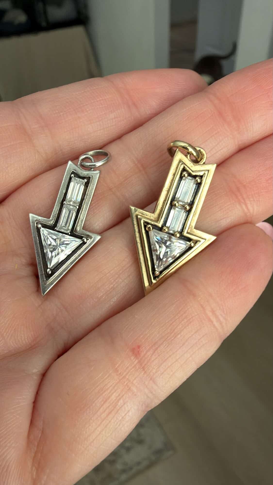 10k Gold and Moissanite Victorian Style Arrow
