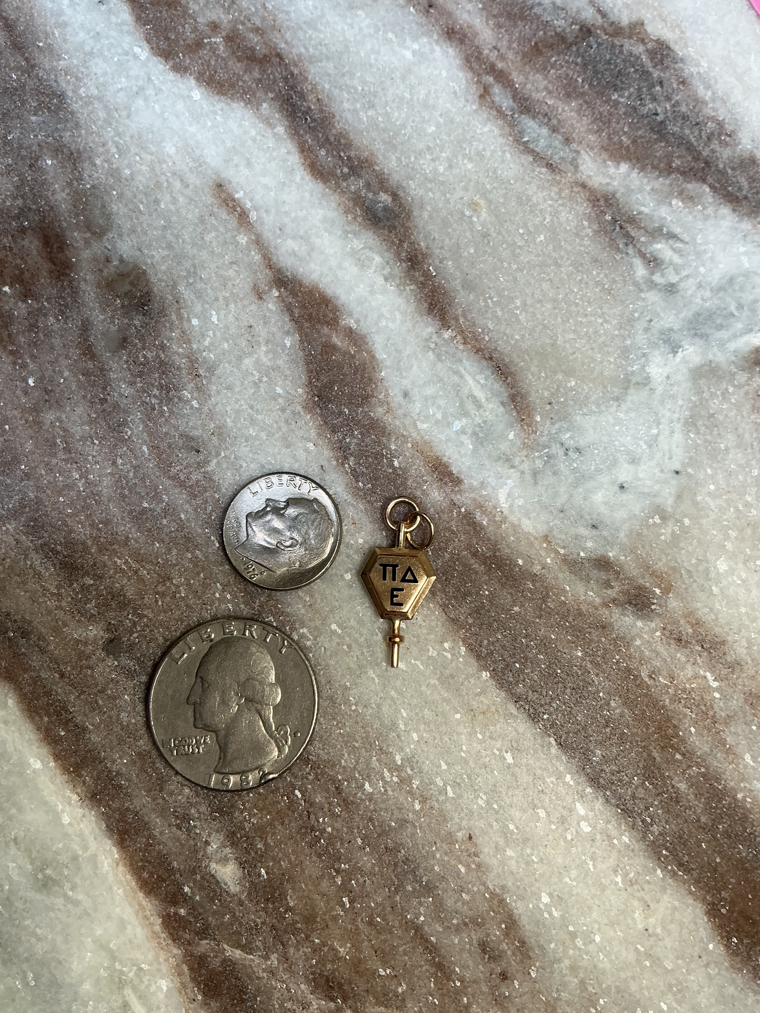 10K Gold Pi Delta Epsilon Charm