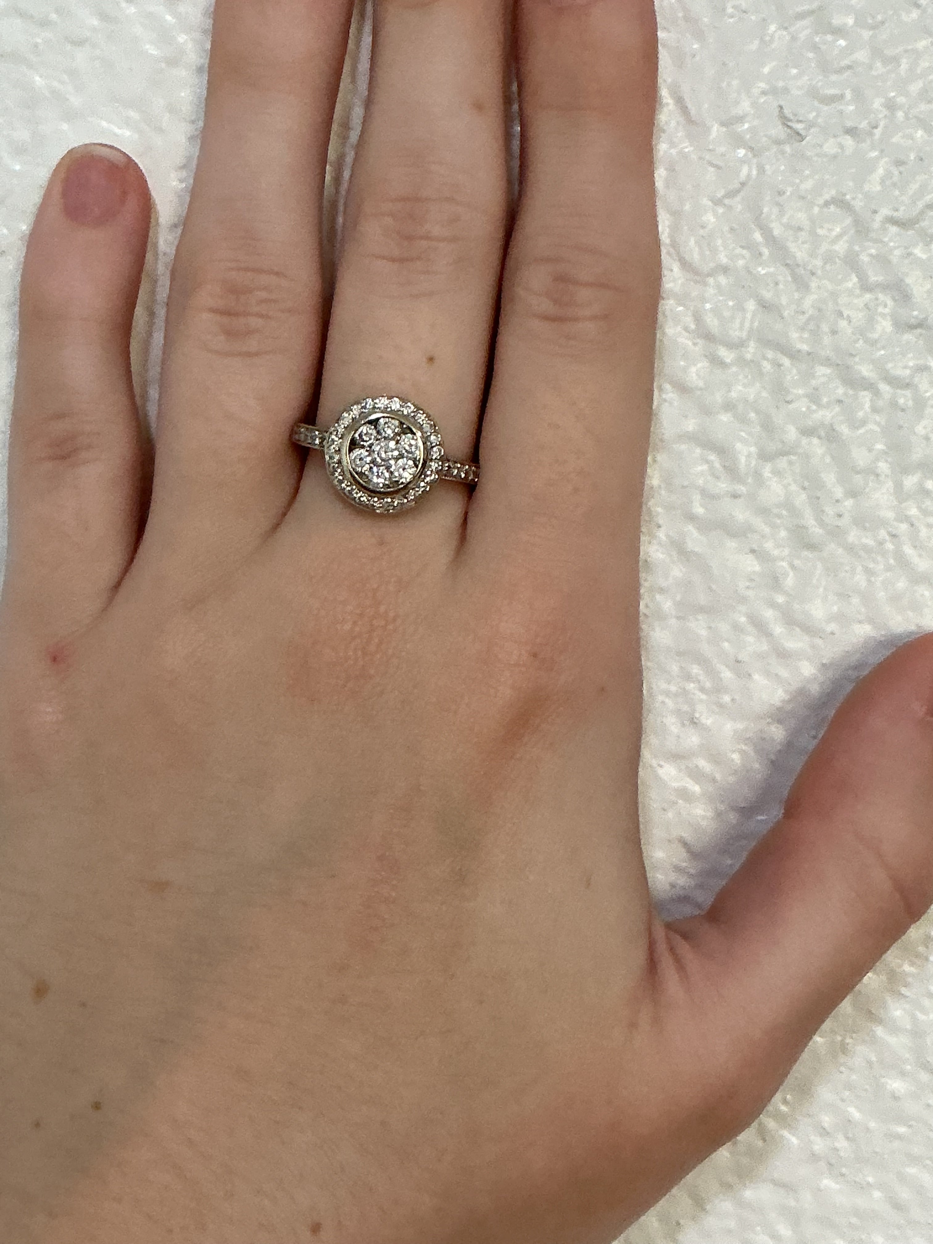 Diamond Cluster Halo Ring in 18K White Gold