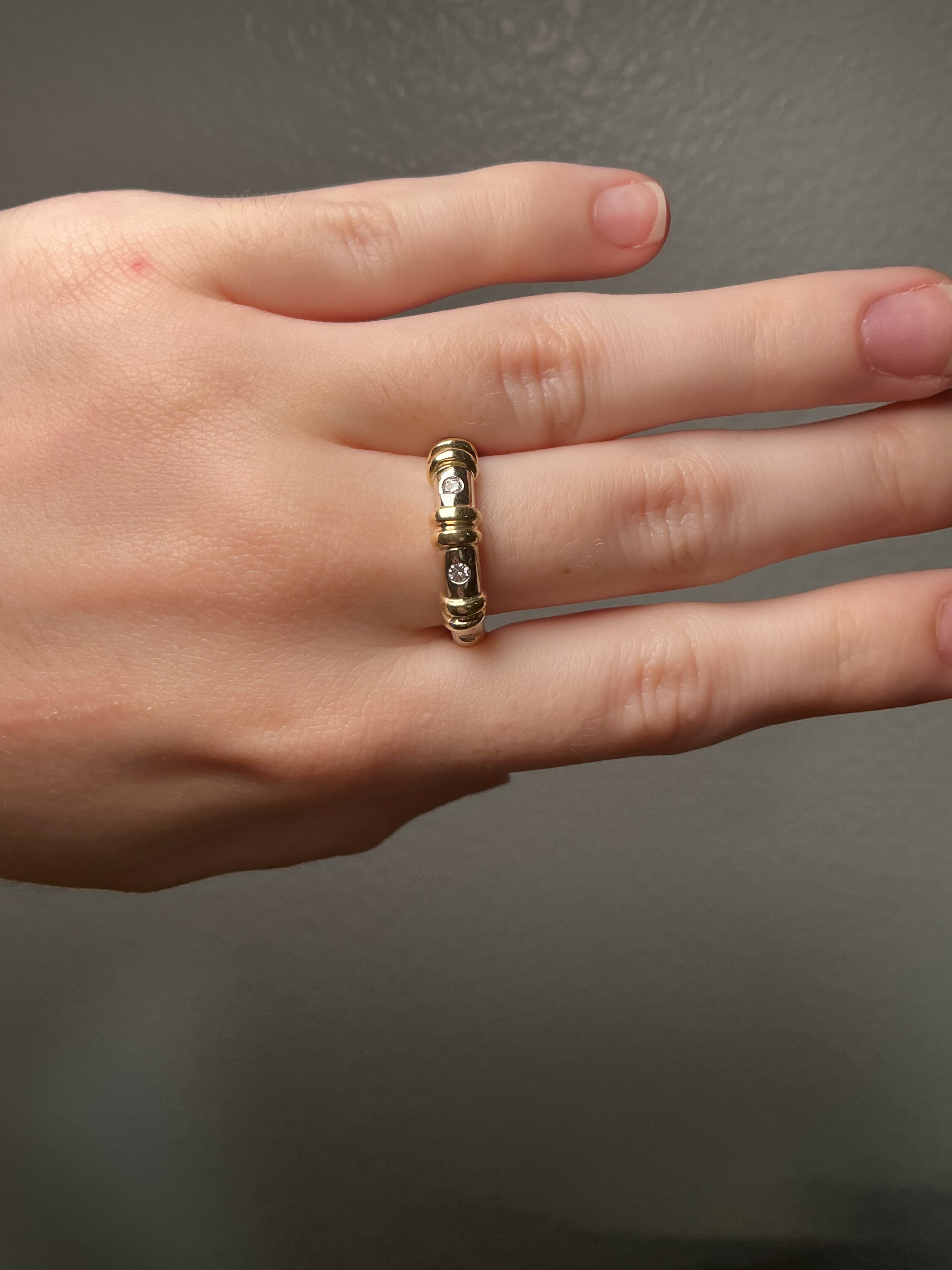 14K Two-Tone Diamond Stacker Ring