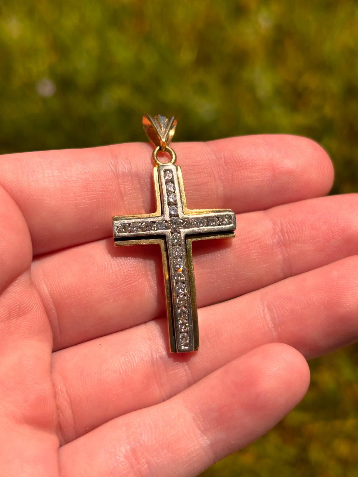 14K Gold Diamond Cross Pendant