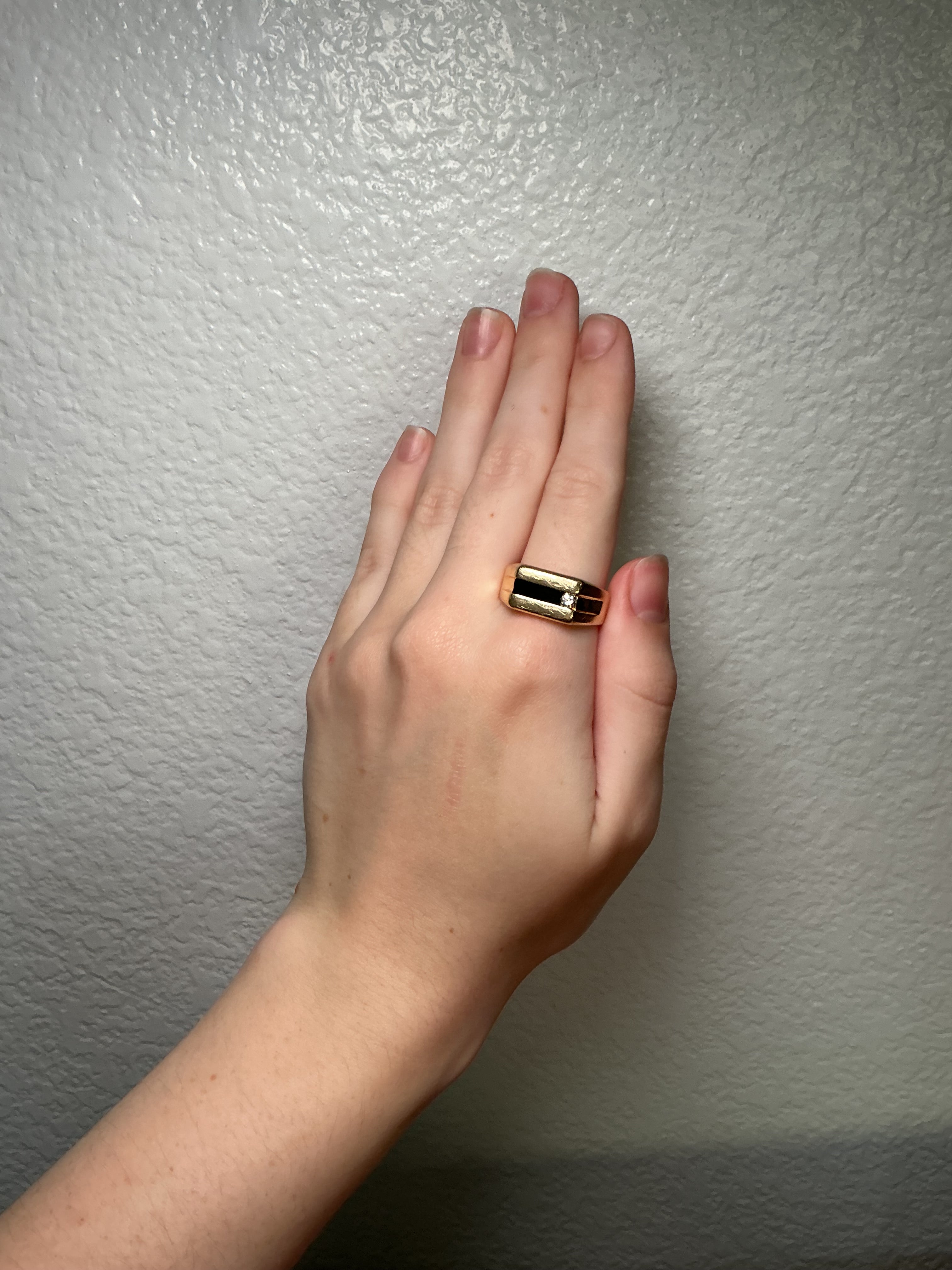 14K Yellow Gold Diamond & Onyx Signet Ring