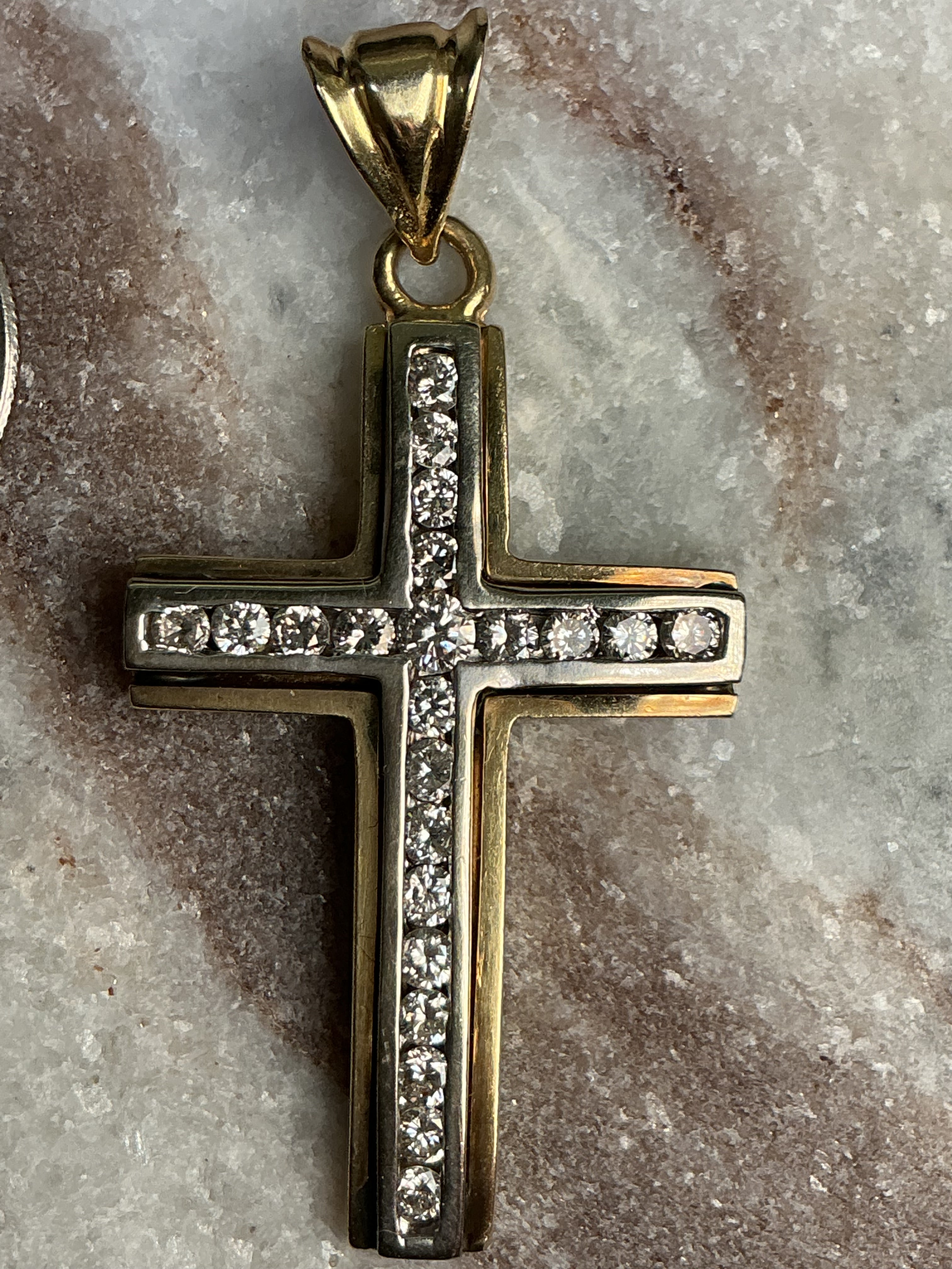 14K Gold Diamond Cross Pendant
