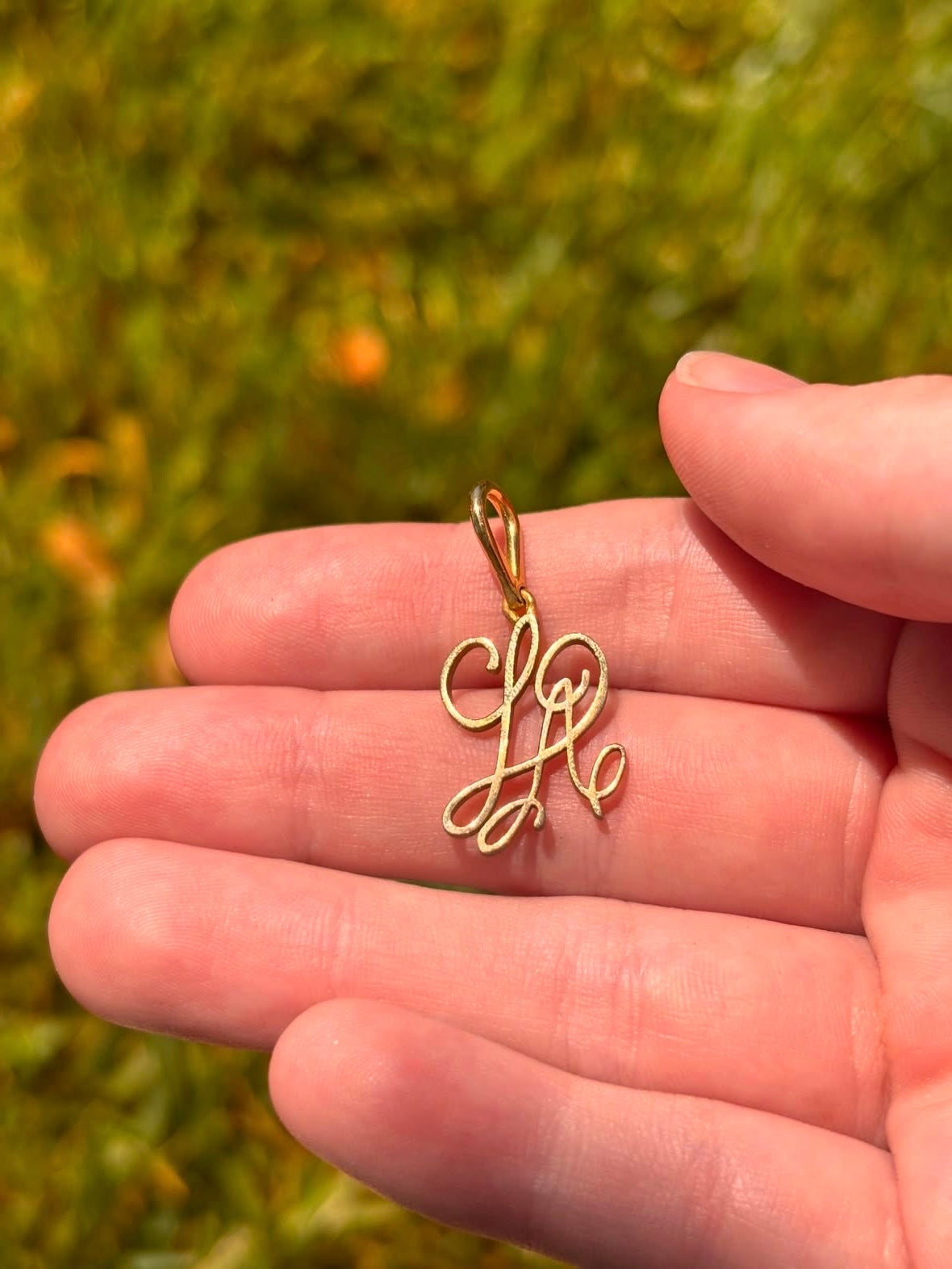 14K Gold “LA” Script Pendant
