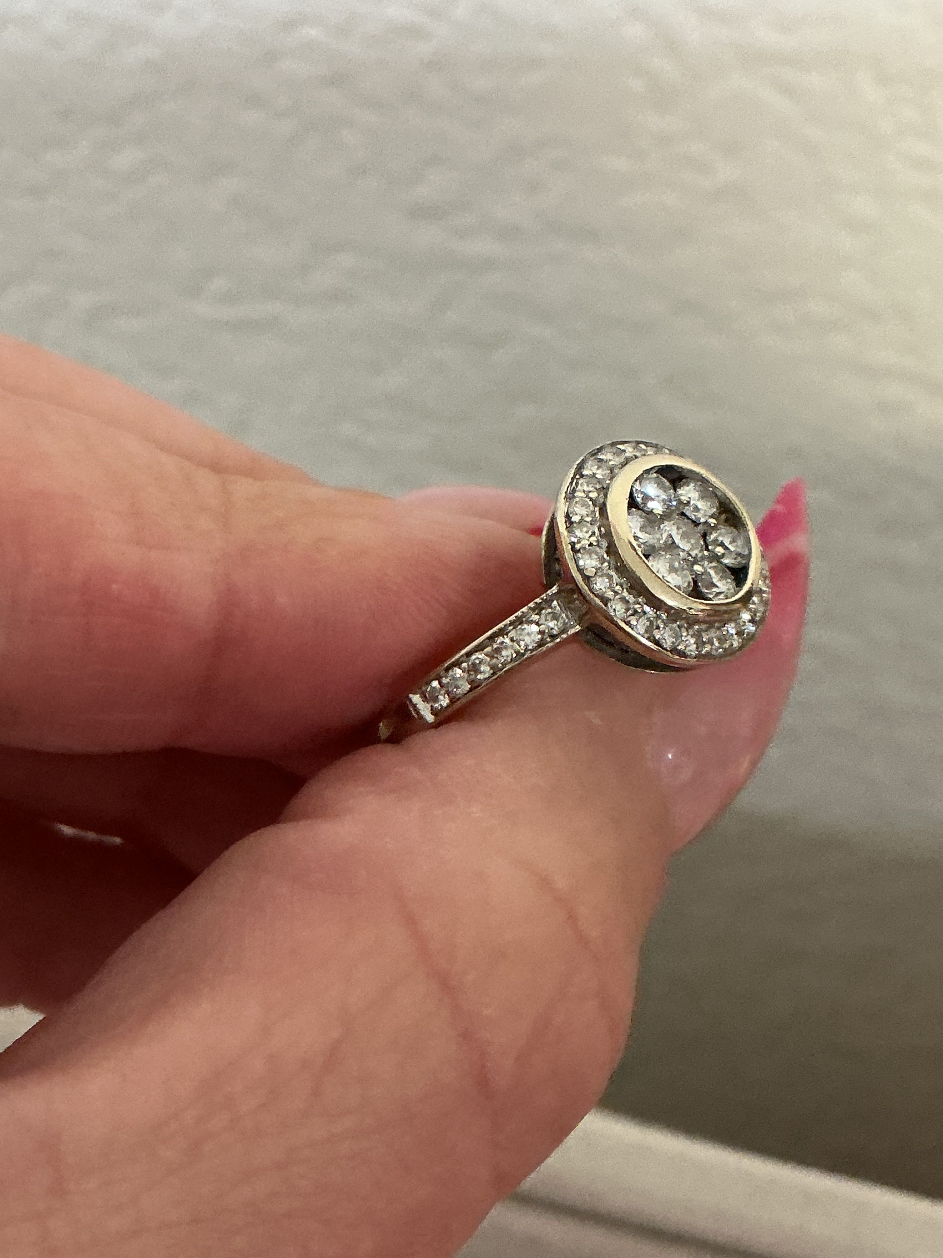 Diamond Cluster Halo Ring in 18K White Gold