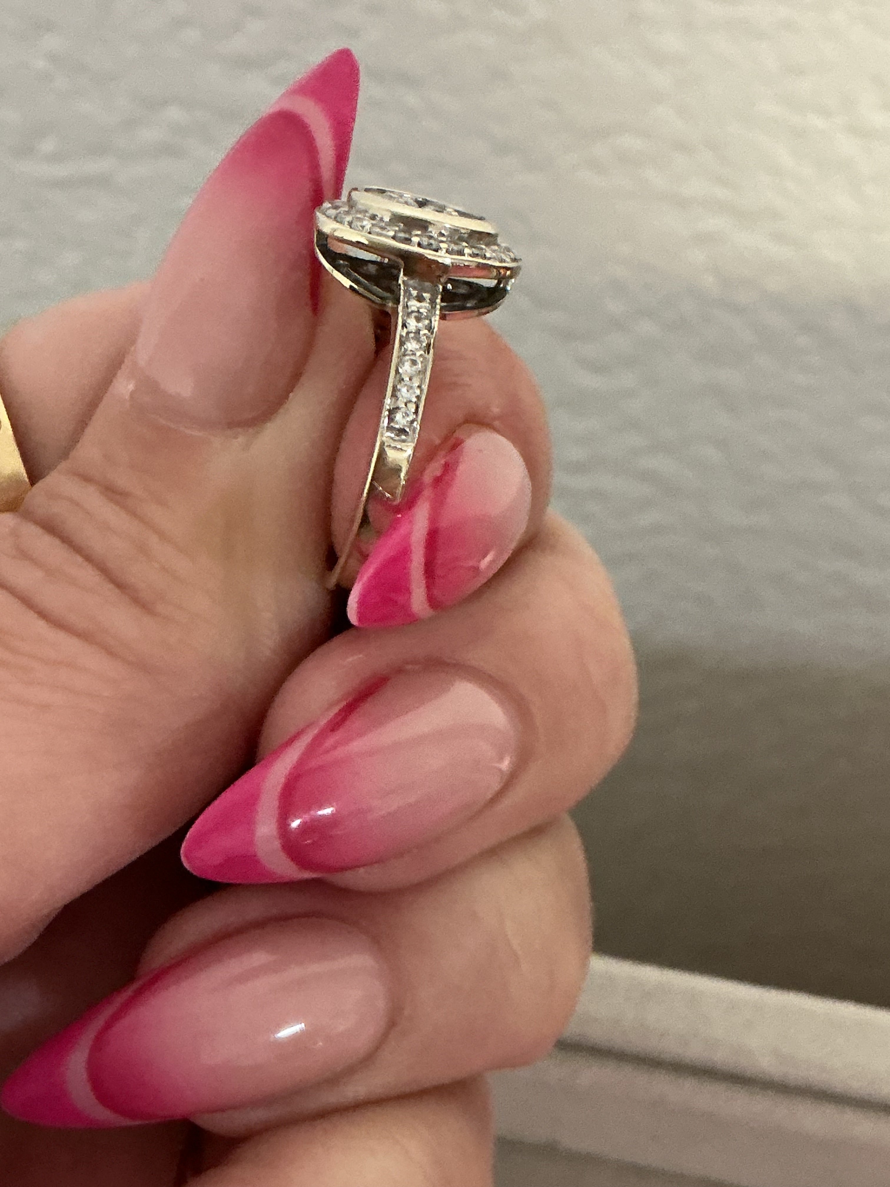 Diamond Cluster Halo Ring in 18K White Gold