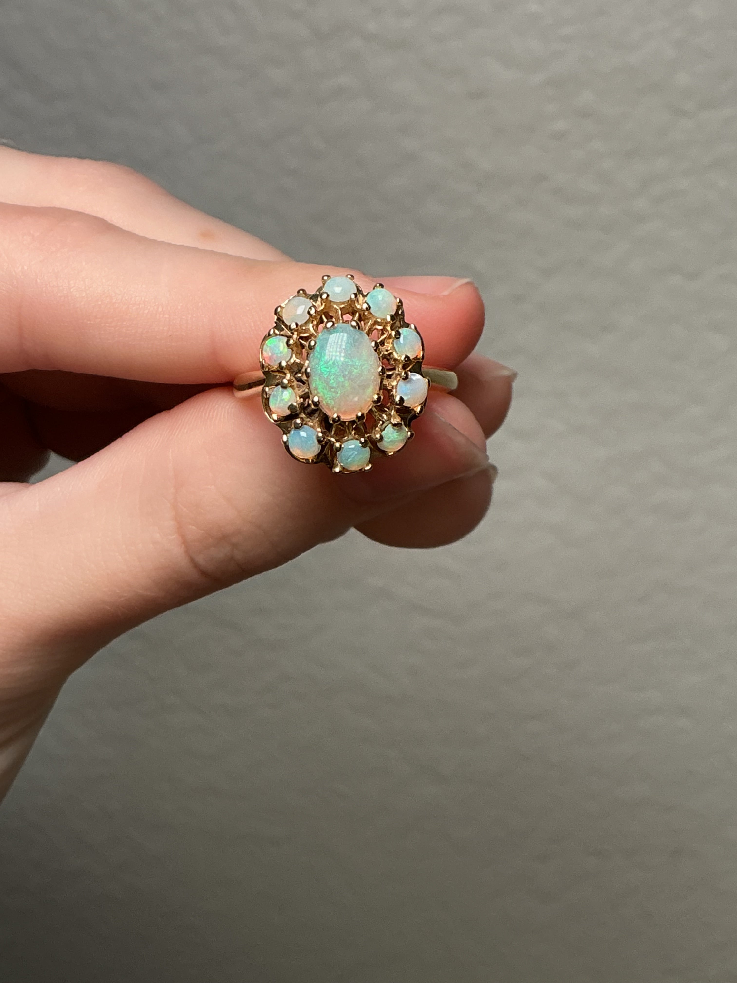 14K Opal Cluster Ring