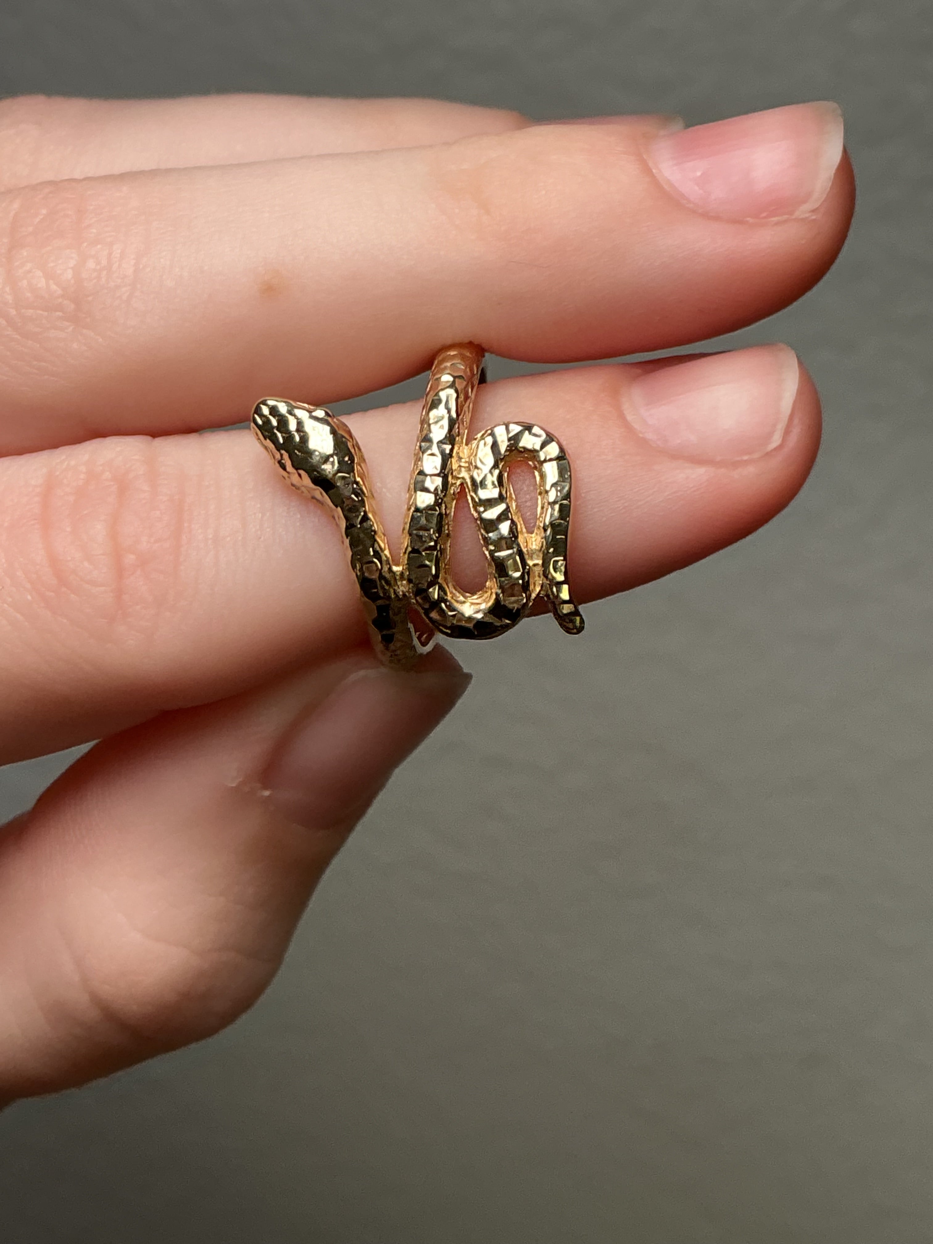 Textured 14K Yellow Gold Snake Wrap Ring