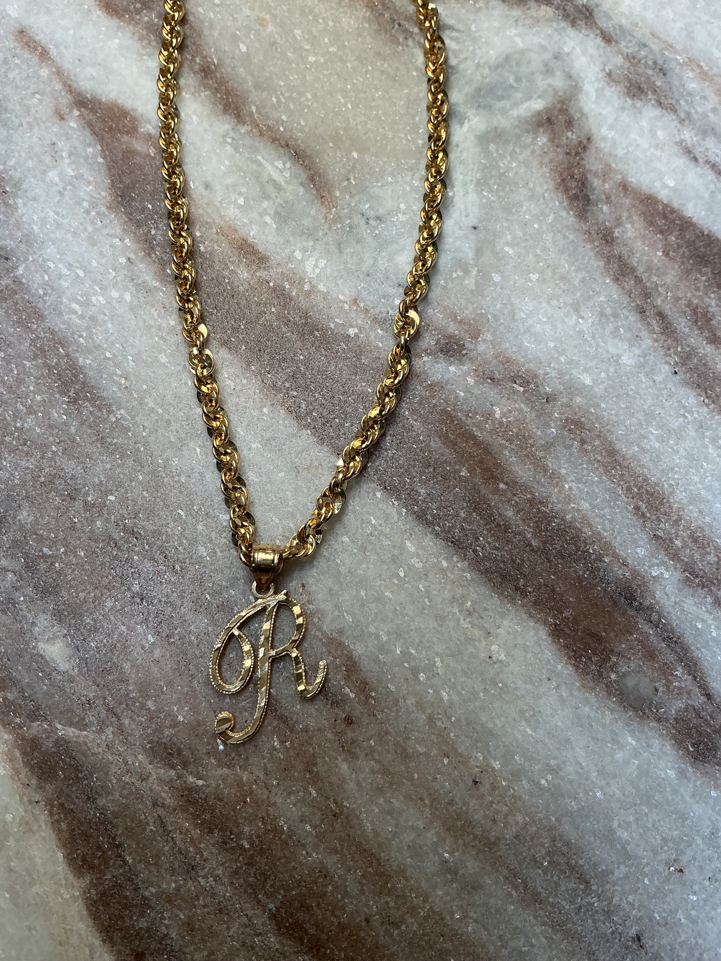 Vintage Script “R” Initial Charm