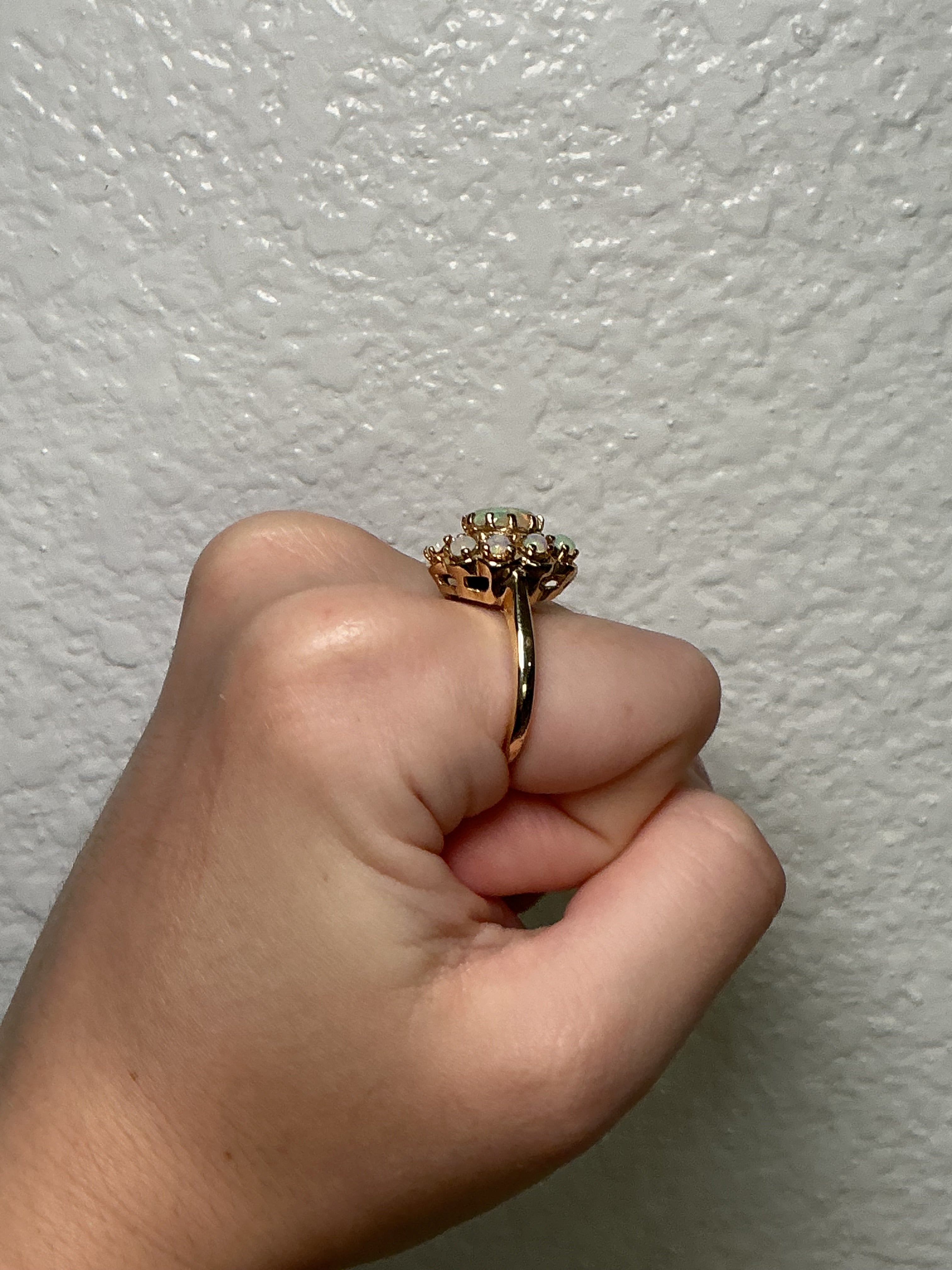 14K Opal Cluster Ring