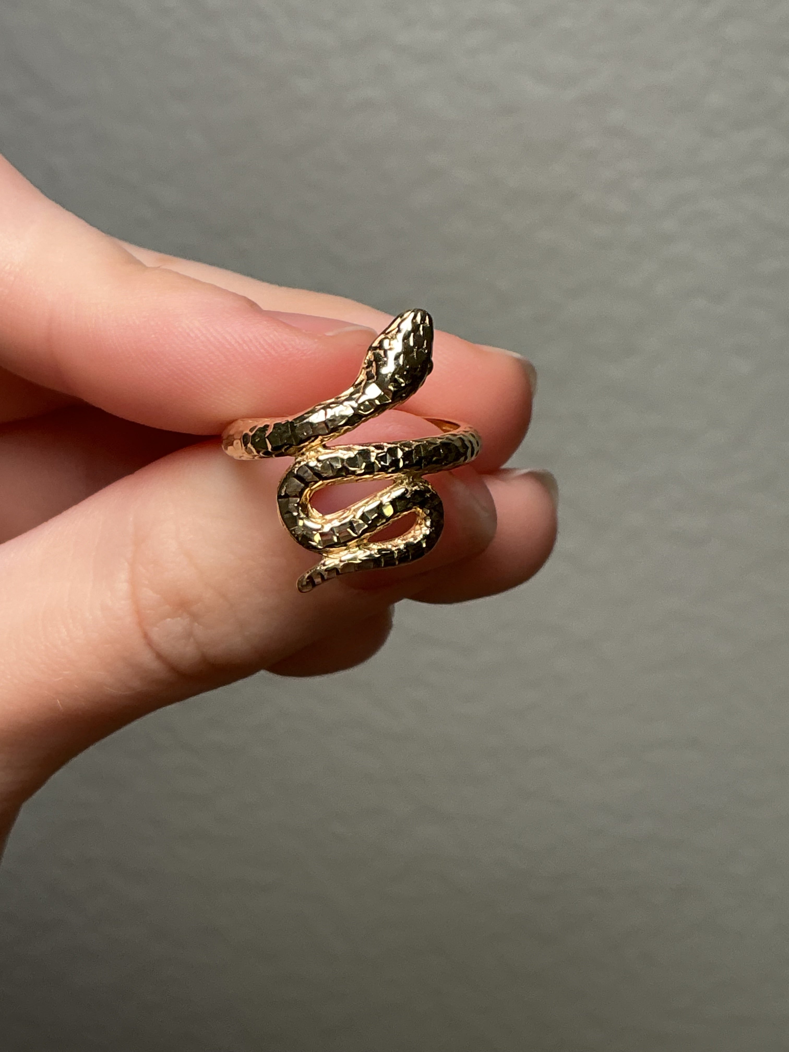 Textured 14K Yellow Gold Snake Wrap Ring
