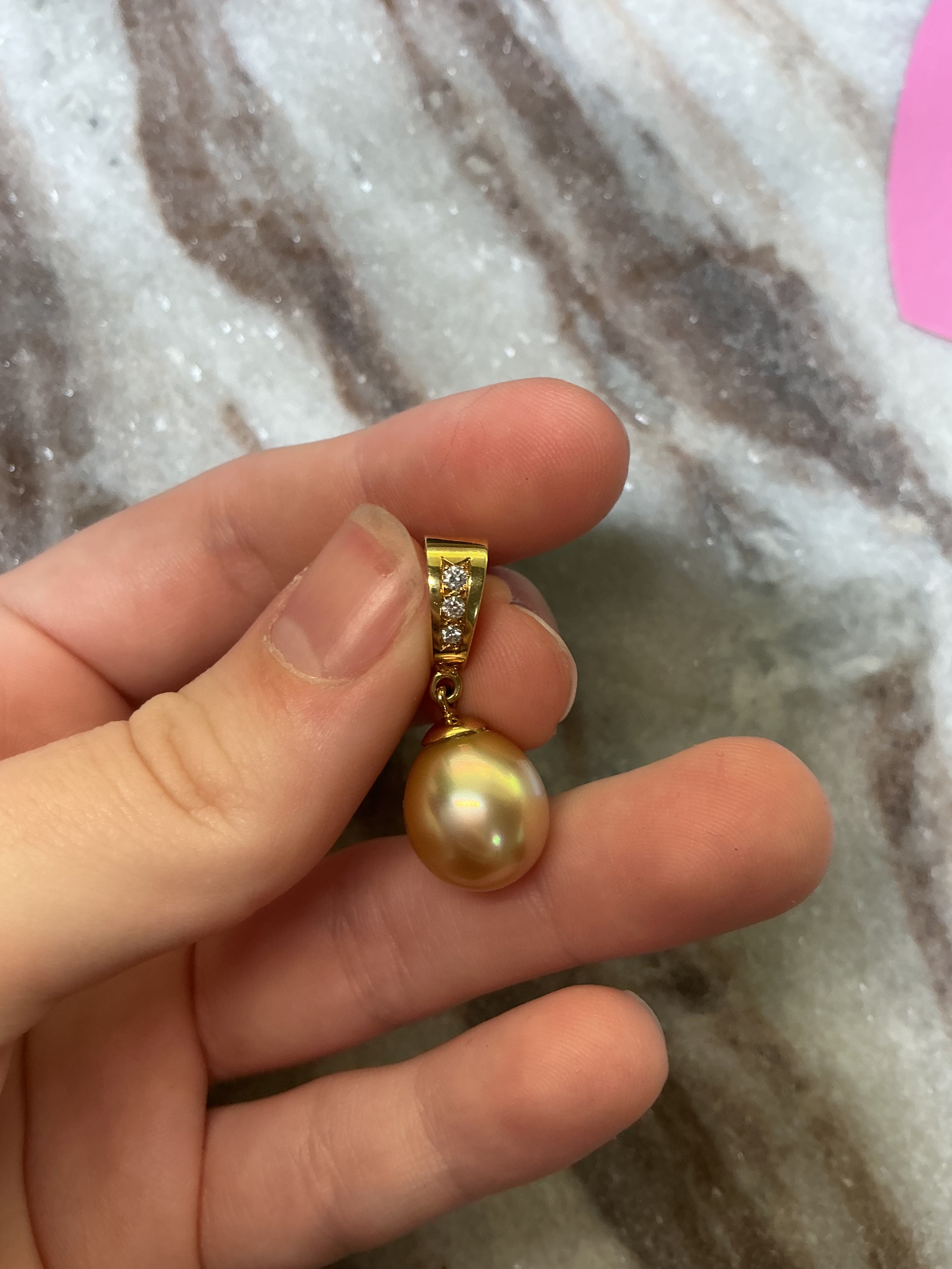 18K Gold Pearl & Diamond Pendant