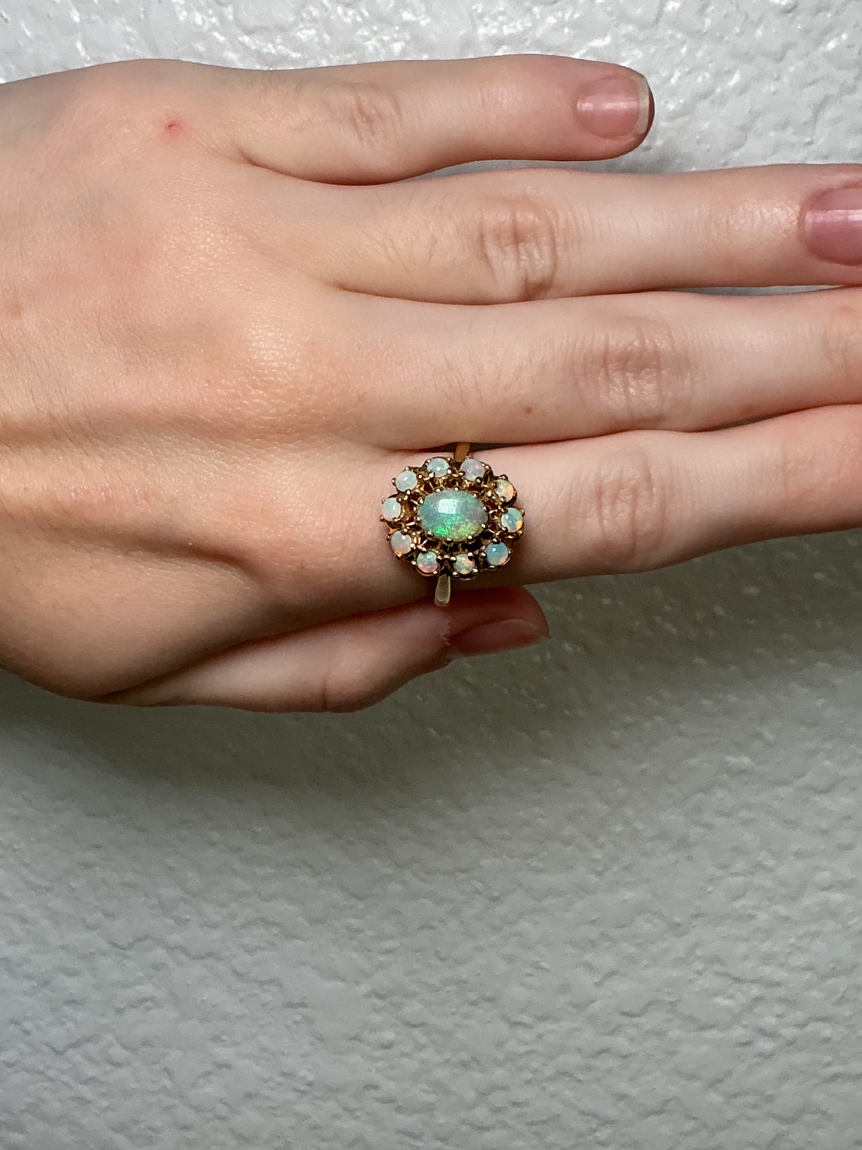 14K Opal Cluster Ring