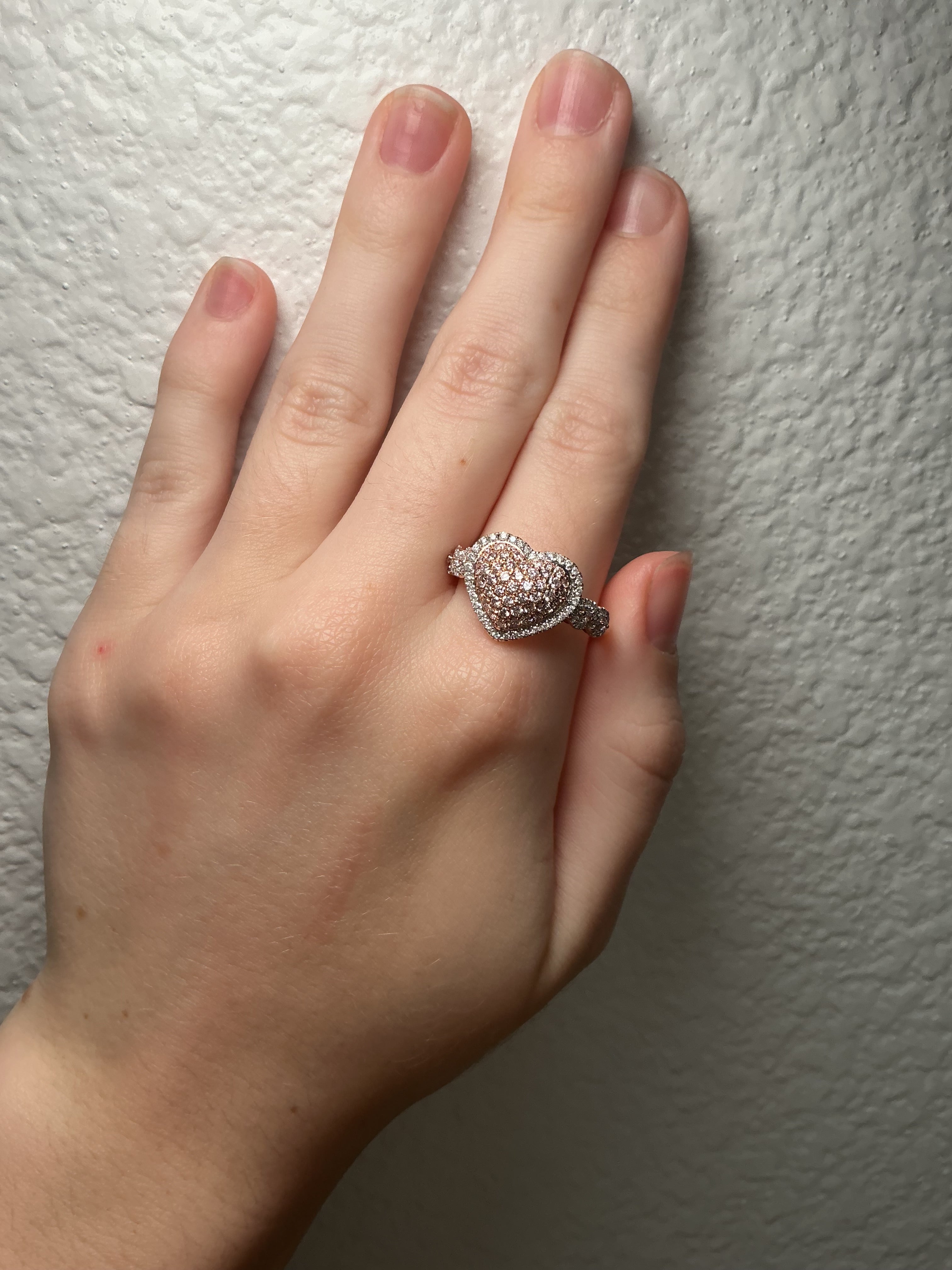 14K Rose Gold Heart Diamond Ring