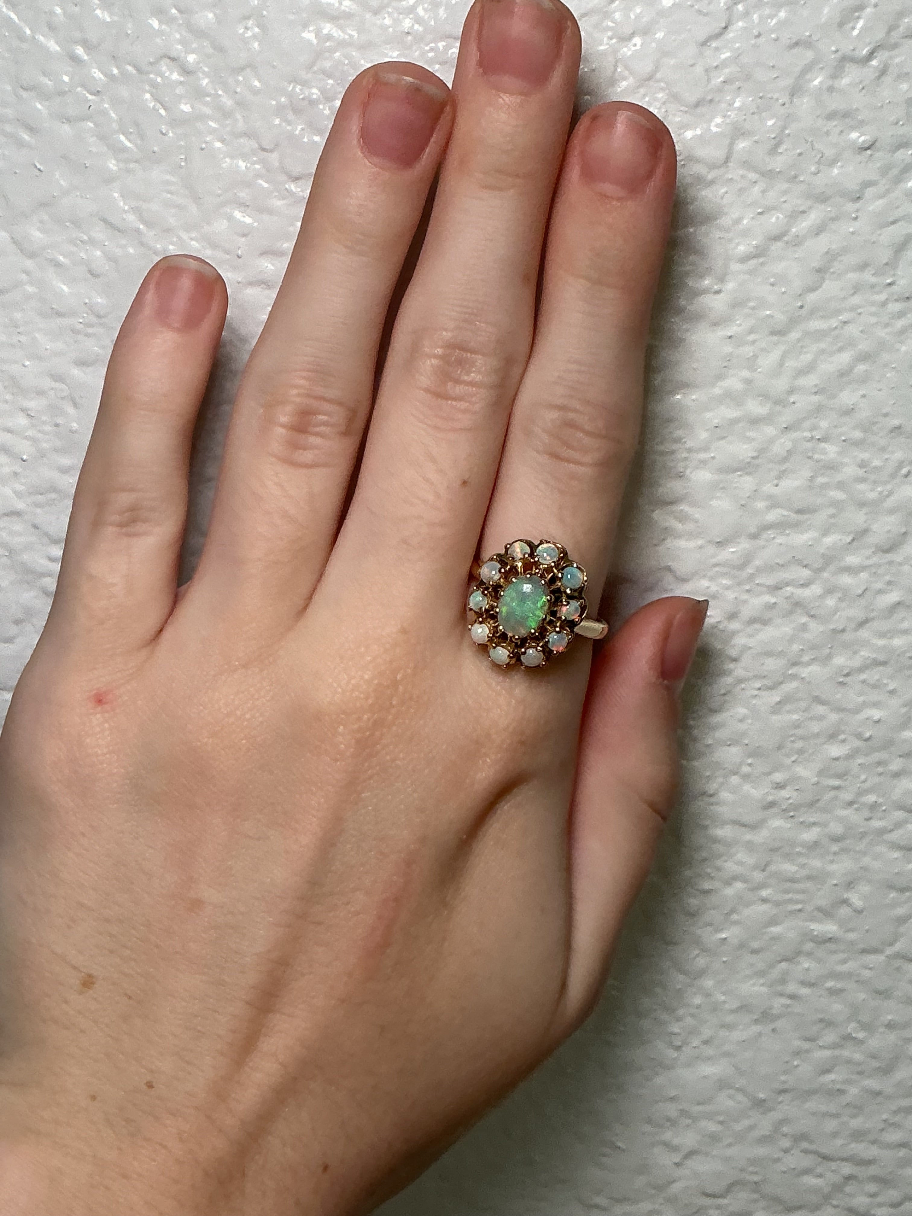 14K Opal Cluster Ring