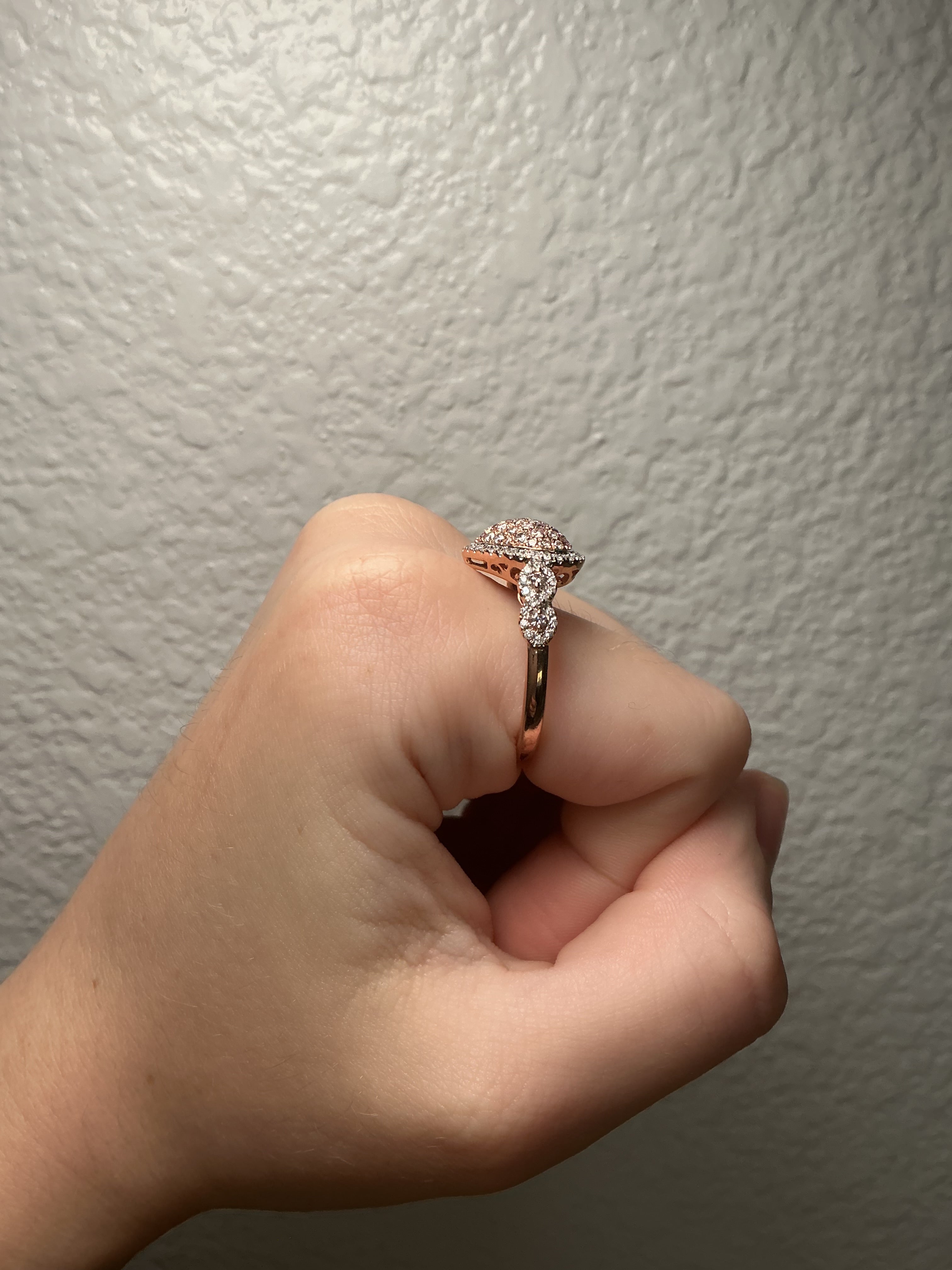 14K Rose Gold Heart Diamond Ring