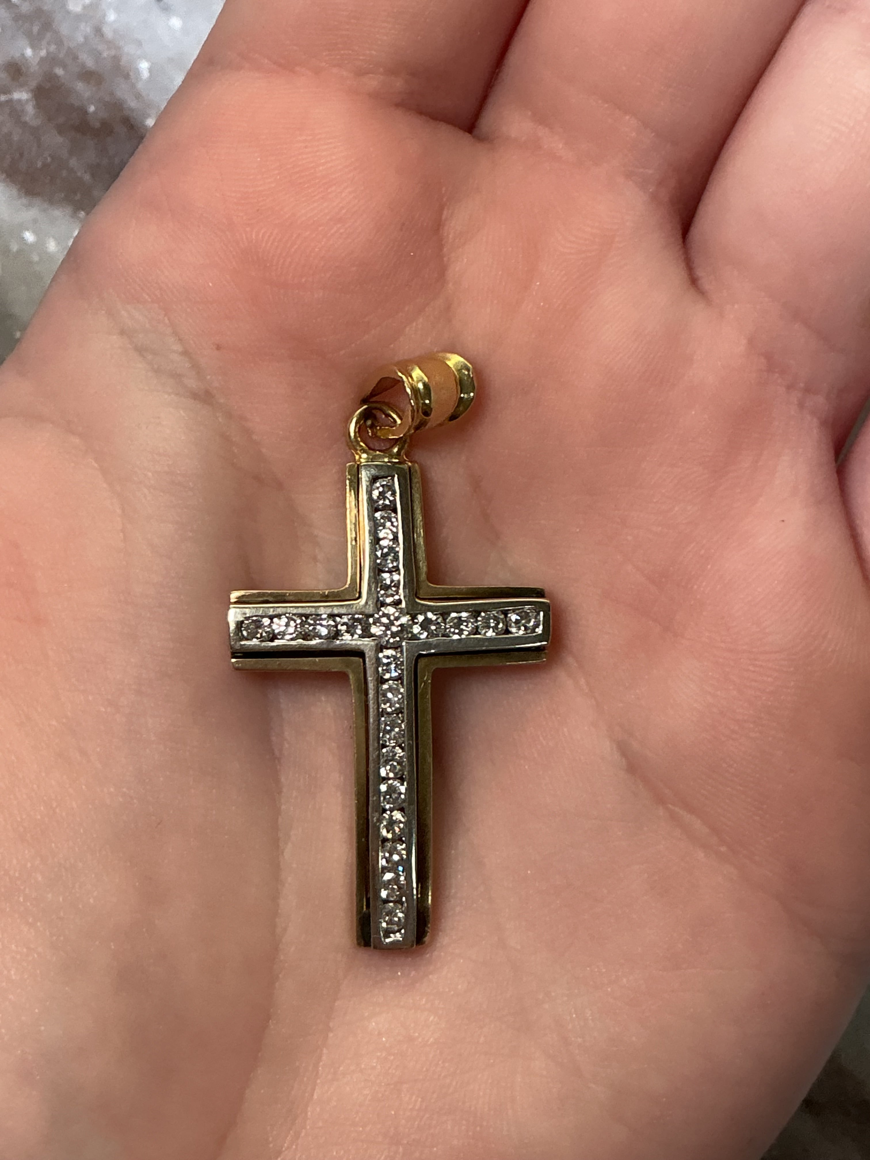 14K Gold Diamond Cross Pendant