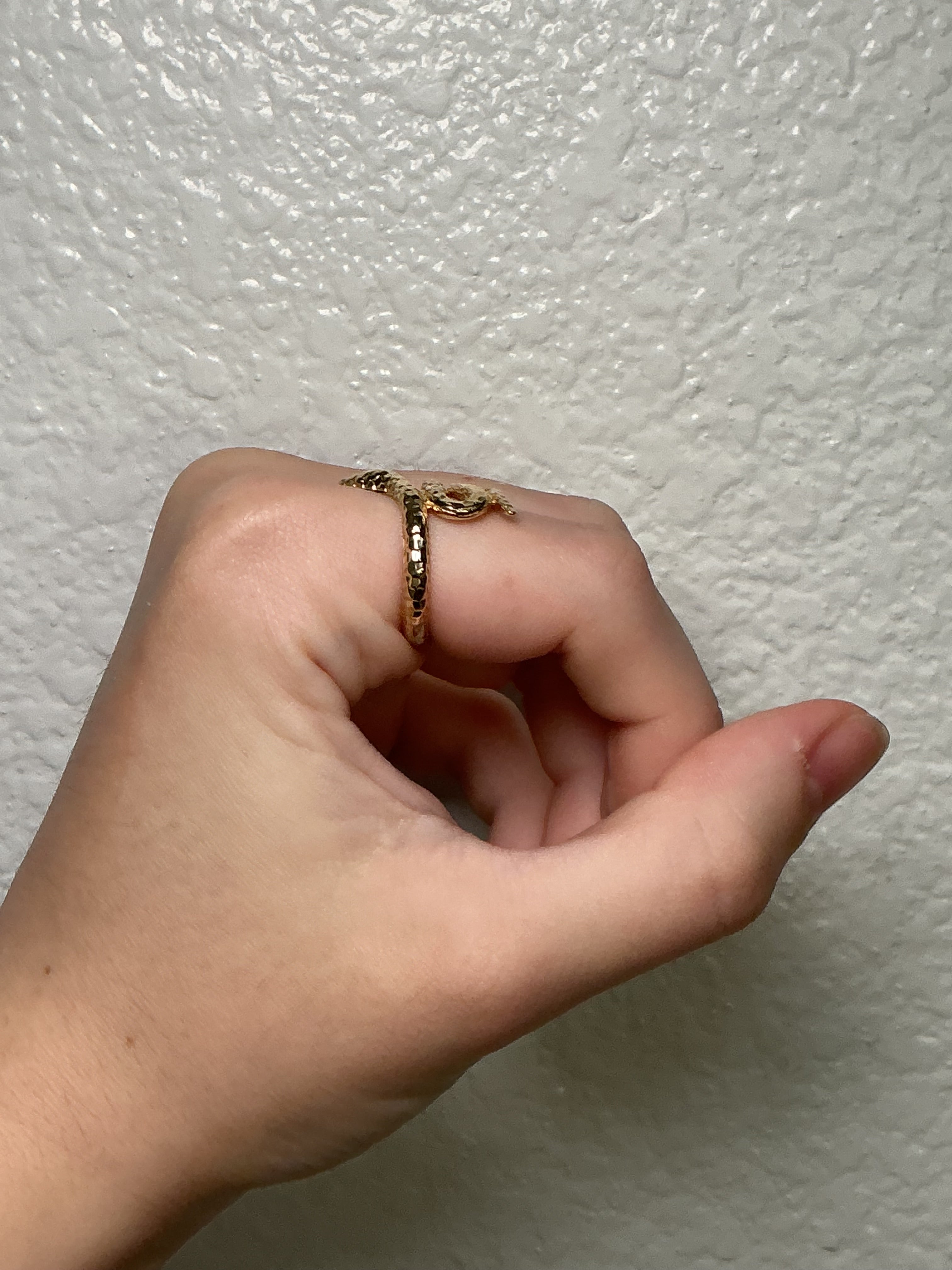 Textured 14K Yellow Gold Snake Wrap Ring