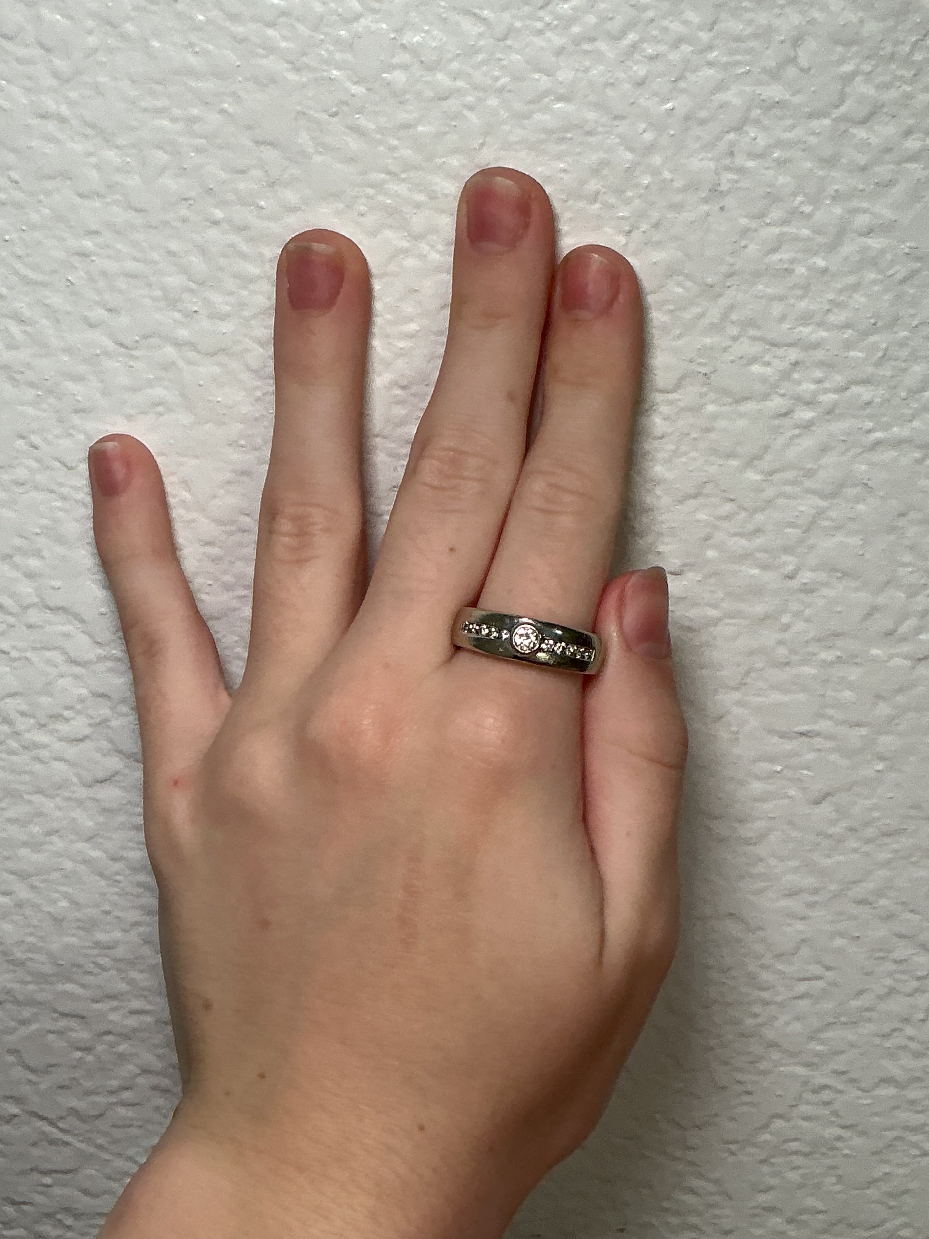 14K White Gold Diamond Band Ring