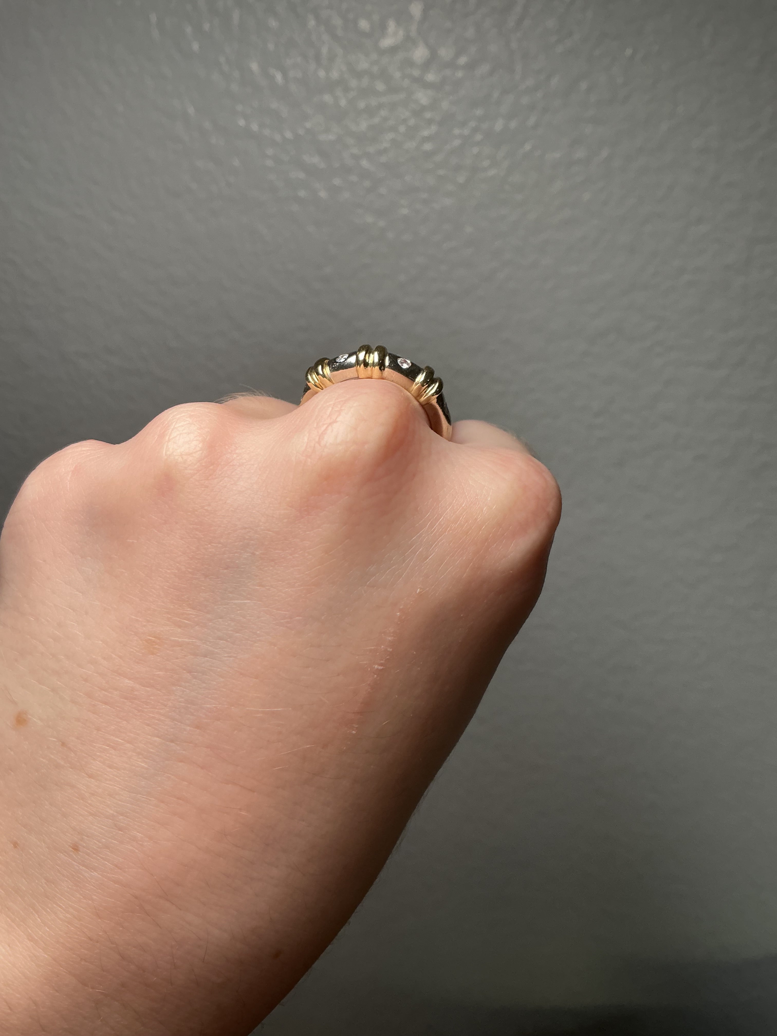 14K Two-Tone Diamond Stacker Ring