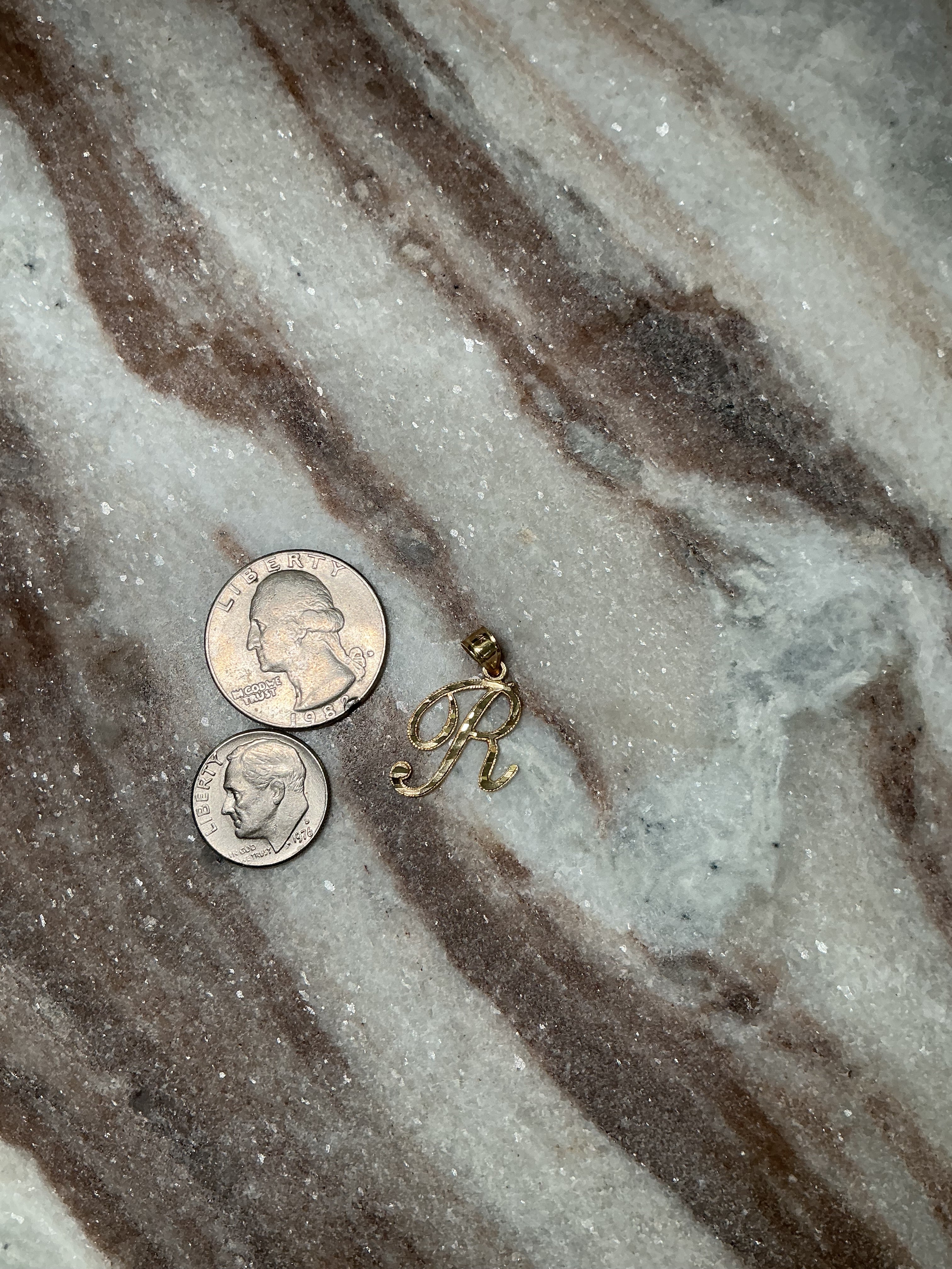 Vintage Script “R” Initial Charm